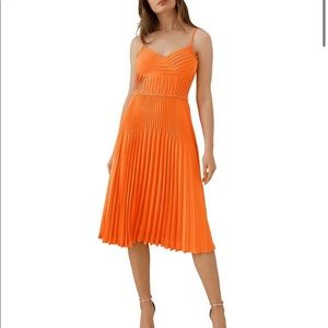 NWT Karen Millen Orange Jewel Detail Pleated Dress